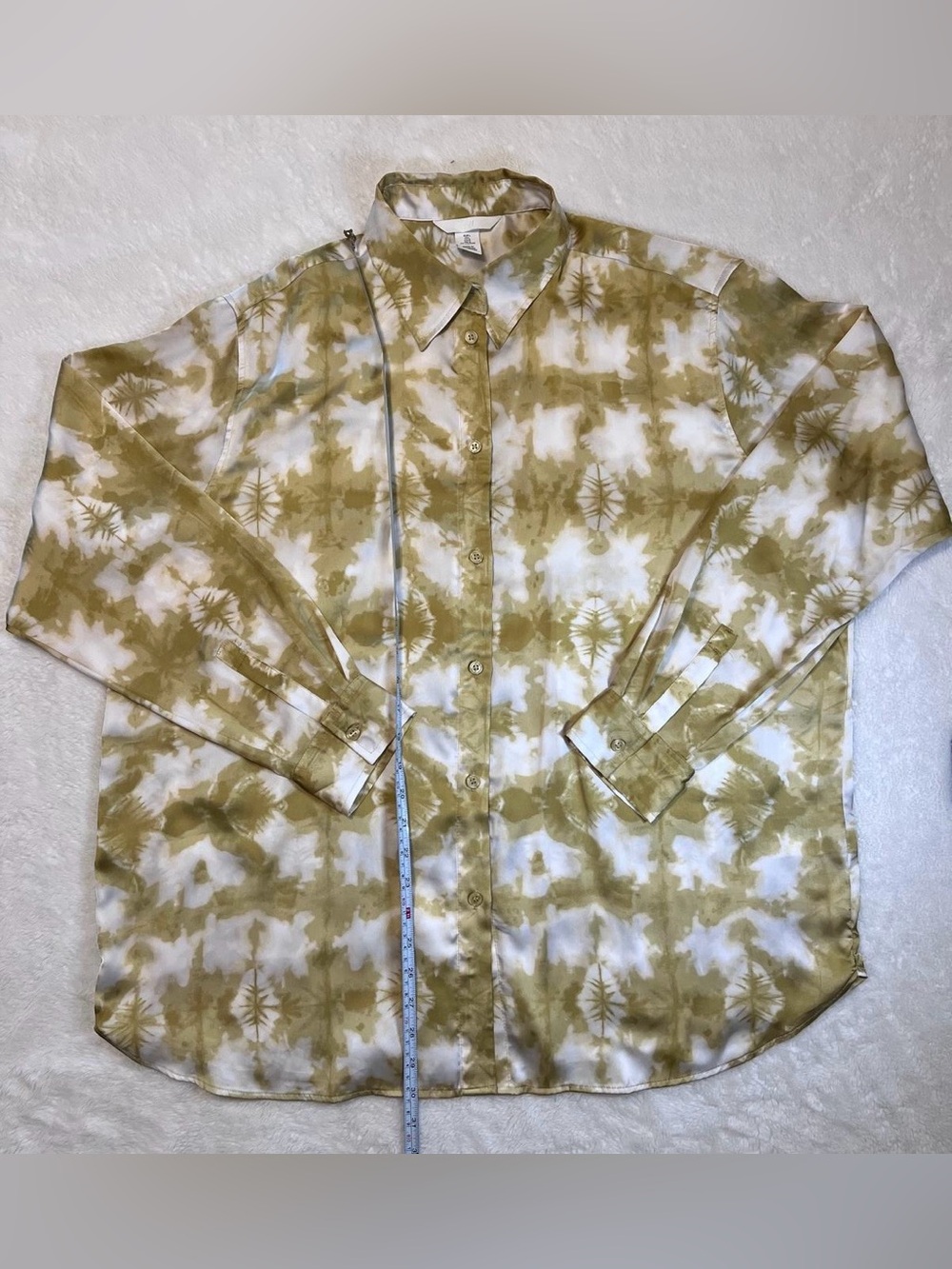 H&M Olive Tan Tie-Dye Lightweight Shirt Jacket